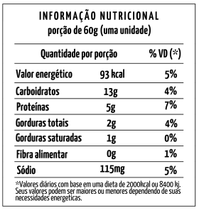 Tabela nutricional Rondelli sem glúten de presunto e queijo zero lactose Cuisi Pasta Pólen sem glúten Porto Alegre